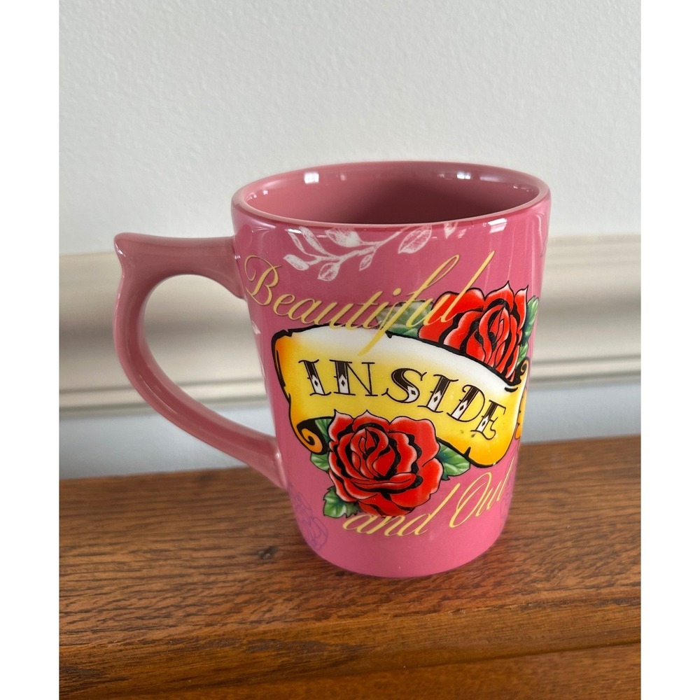 DaySpring Pink Tattoo Art Coffee Mug Beautiful Inside & Out Ephesians 1:11 2010